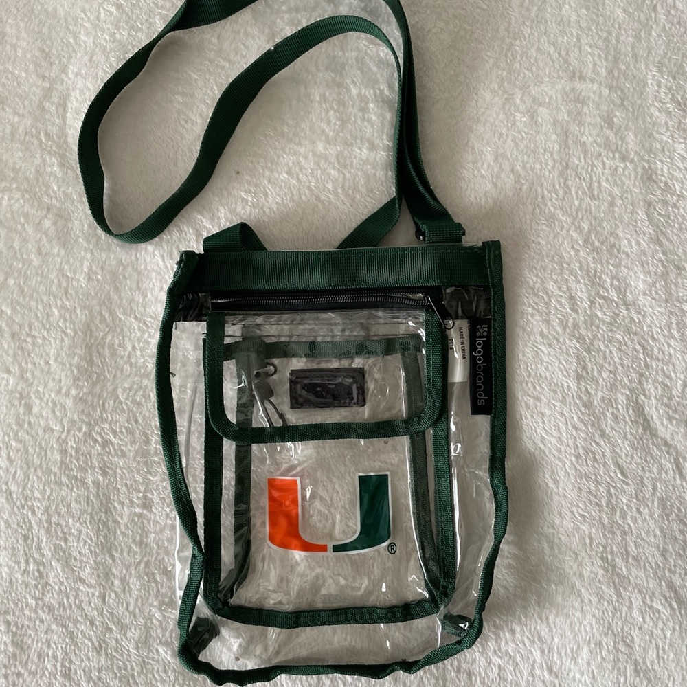 Miami Hurricanes clear crossbody bag, 2 Miami Family Weekend lanyards